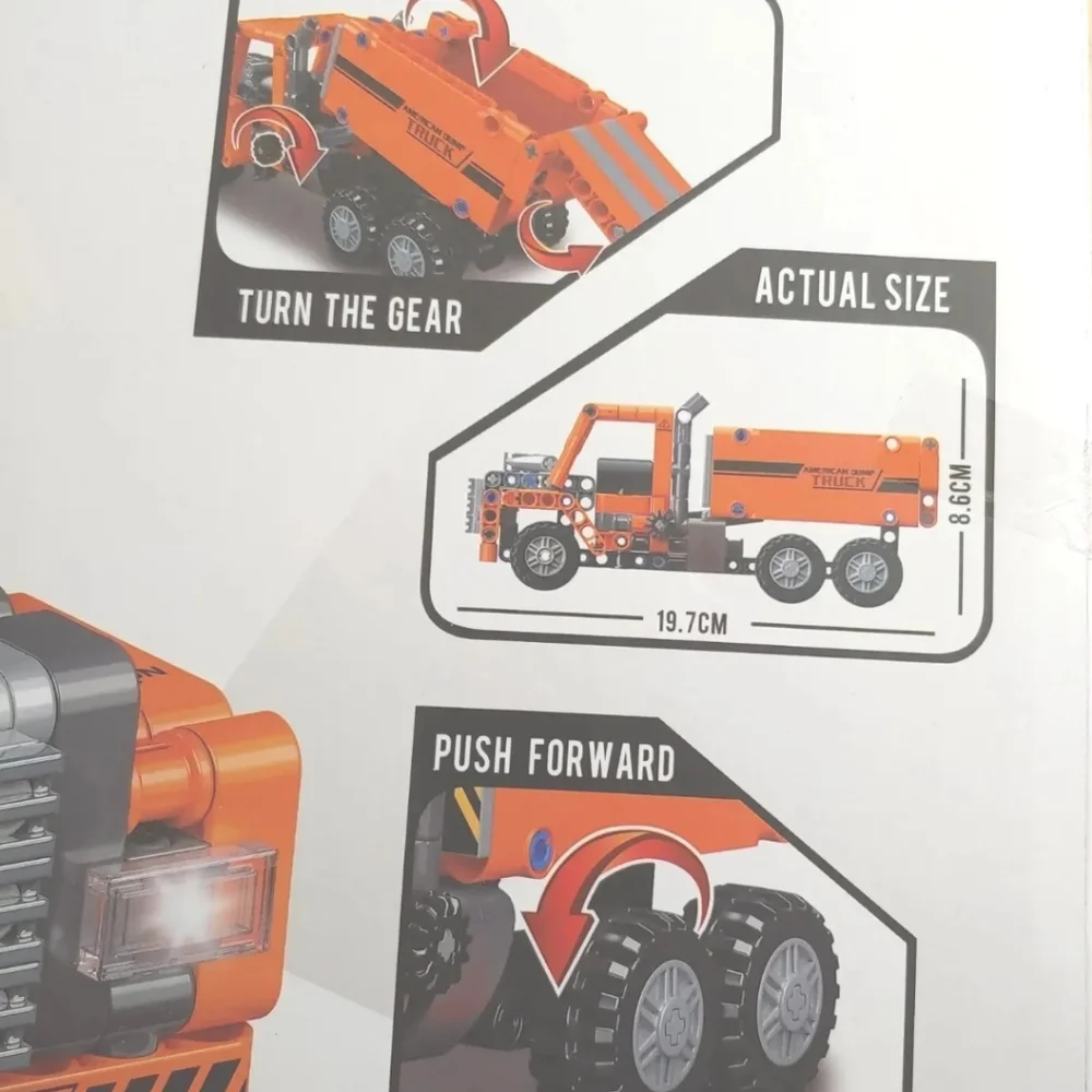 New Dynamic Super Dump Truck Builder Set Turning Accessories 261 Pcs Boy Gift
